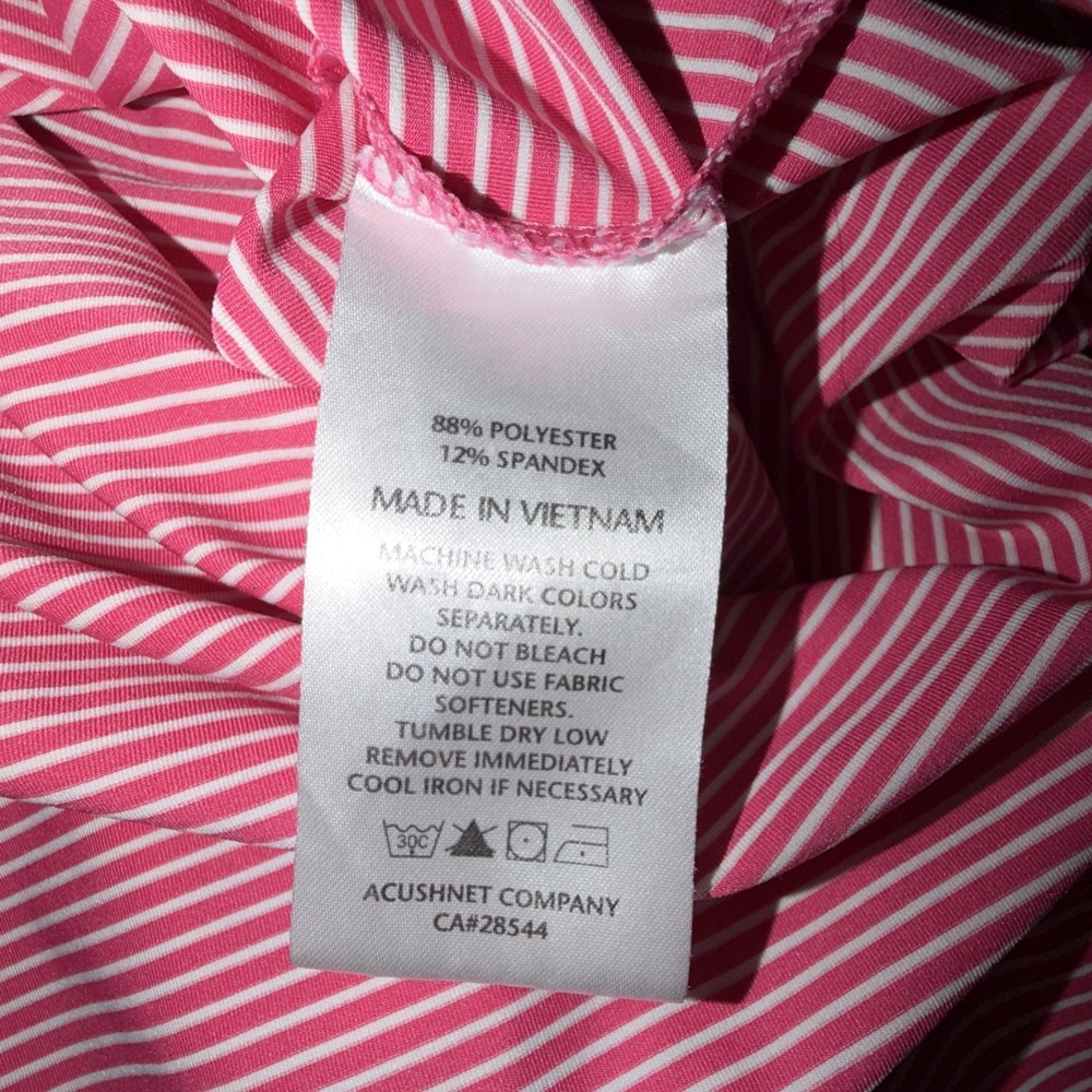 FootJoy FJ Pink White Striped Golf Polo Shirt Men's Size XL - Picture 7 of 7